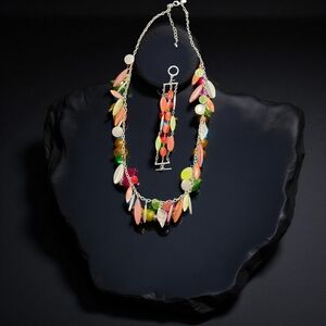 Vibrant Multicolor Beaded Necklace and Earring Set